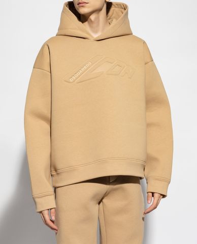  DSQUARED2 - Áo hoodie nam tay dài phối mũ trùm phom suông 
