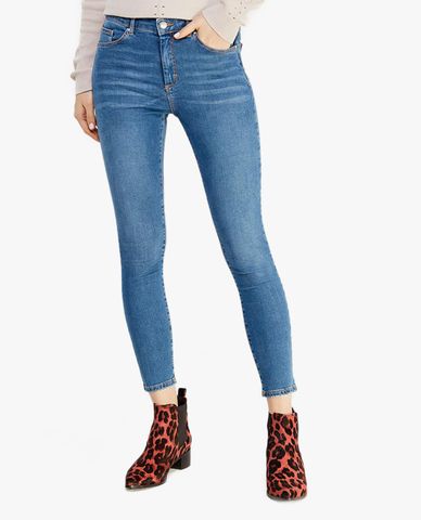  TOPSHOP - Quần jeans nữ phom skinny lưng cao wash bạc thời trang 