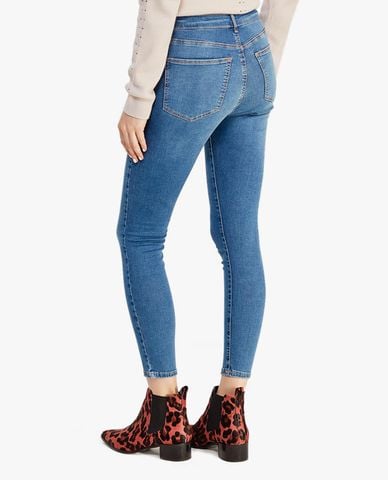  TOPSHOP - Quần jeans nữ phom skinny lưng cao wash bạc thời trang 