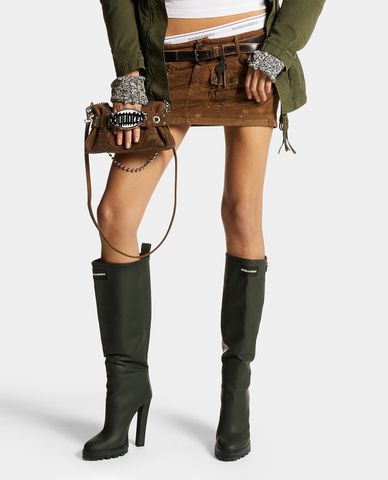  DSQUARED2 - Chân váy chữ A mini phối túi hộp cá tính Hunting Cargo 