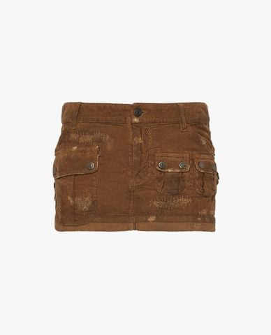  DSQUARED2 - Chân váy chữ A mini phối túi hộp cá tính Hunting Cargo 