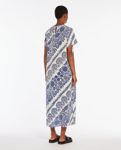  WEEKEND MAX MARA - Đầm midi cổ tròn tay ngắn phối hoạ tiết nổi bật Orchis 