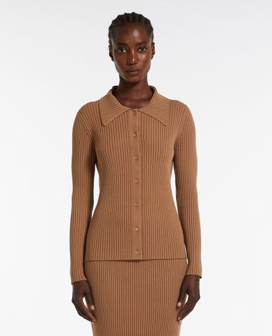  WEEKEND MAX MARA - Áo dệt kim cổ bẻ tay dài phối nút Papiro 