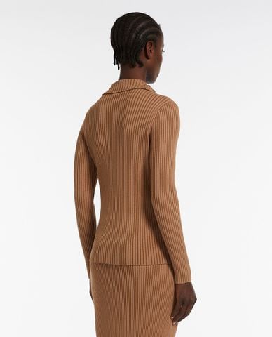  WEEKEND MAX MARA - Áo dệt kim cổ bẻ tay dài phối nút Papiro 