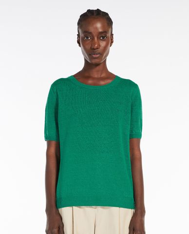  WEEKEND MAX MARA - Áo dệt kim nữ cổ tròn tay ngắn Pancone 