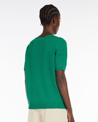  WEEKEND MAX MARA - Áo dệt kim nữ cổ tròn tay ngắn Pancone 