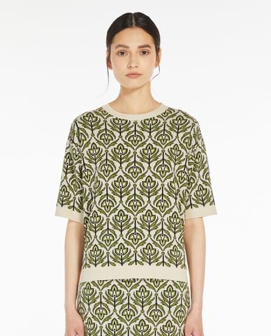  WEEKEND MAX MARA - Áo dệt kim nữ cổ tròn tay ngắn Zufolo 