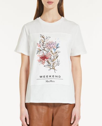 WEEKEND MAX MARA - Áo thun nữ ngắn tay cổ tròn phom suông Cotton Jersey 