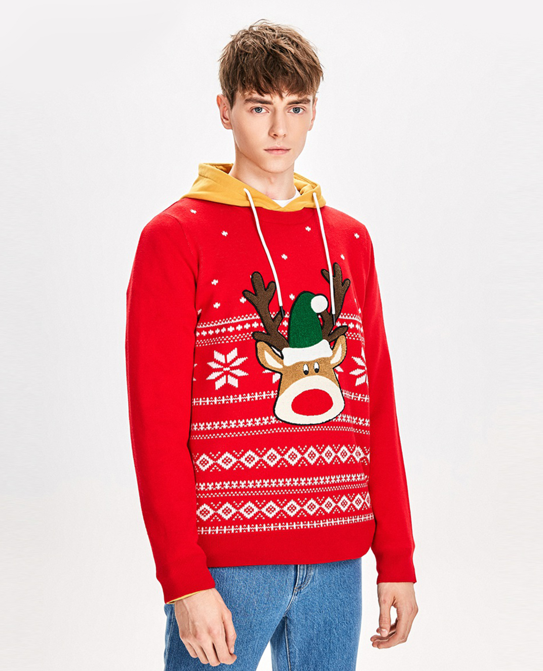 TRENDIANO - Áo sweater nam hình tuần lộc Noel Cartoon Cute