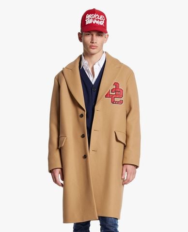  DSQUARED2 - Áo khoác măng tô nam dáng dài Long Varsity 