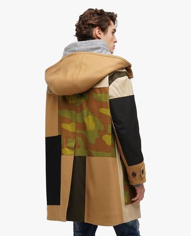  DSQUARED2 - Áo khoác nam cổ bẻ dáng dài phối mũ trùm thời trang 