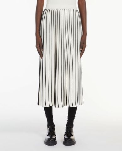  WEEKEND MAX MARA - Chân váy xếp li midi phối sọc thanh lịch Finanza 