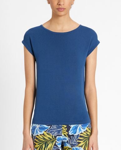  WEEKEND MAX MARA - Áo kiểu nữ cổ tròn tay ngắn Viscose Knit 