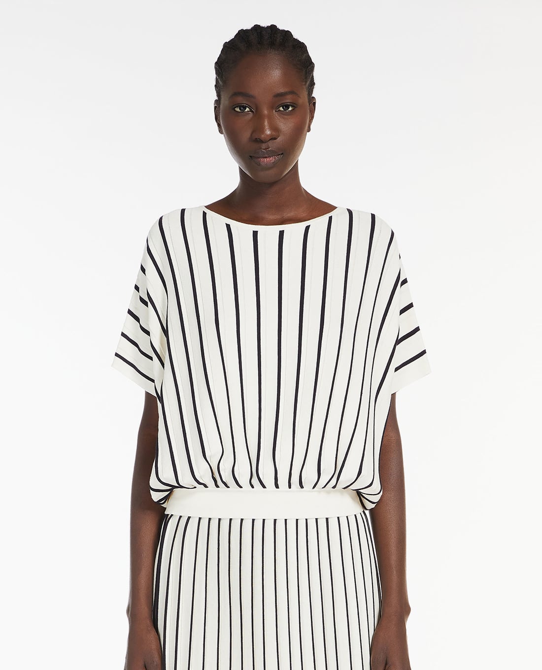 MAX&Co. - Áo cánh dơi xếp li dệt kim phối sọc dọc thanh lịch Pegola