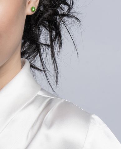  CECI - Khuyên tai bạc nữ hình cánh hoa nhỏ xinh xắn 