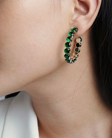  CECI - Khuyên tai nữ tròn dạng hở đính đá thời trang 