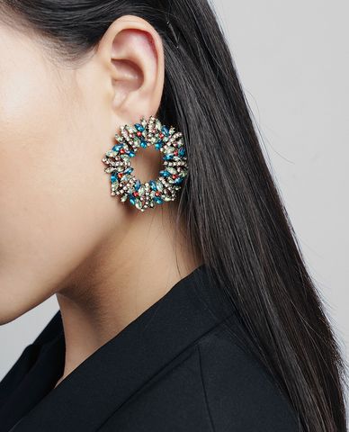  CECI - Khuyên tai nữ dáng tròn đính đá nhiều màu nổi bật 