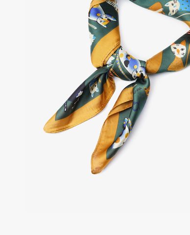  CECI - Khăn choàng nữ dáng dài in hình chú mèo vui nhộn 