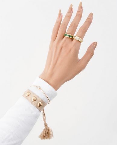  CECI - Nhẫn nữ dáng hở bản to phối thiết kế đá chìm sang trọng 