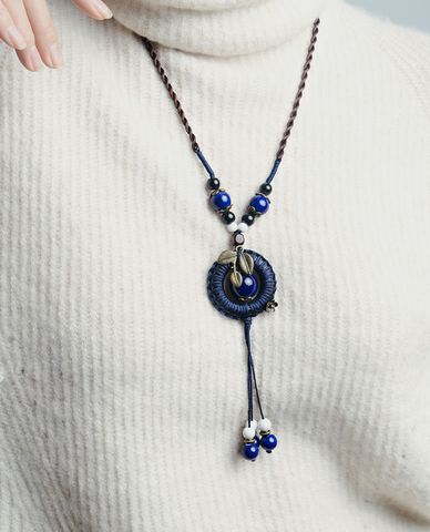  CECI - Dây chuyền nữ xoắn dây phối mặt đá sang trọng 