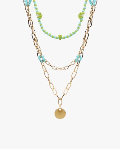  CECI - Dây chuyền nữ nhiều tầng mắc xích phối chuỗi hạt thời trang 