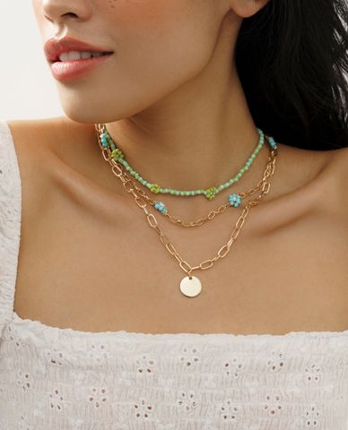  CECI - Dây chuyền nữ nhiều tầng mắc xích phối chuỗi hạt thời trang 