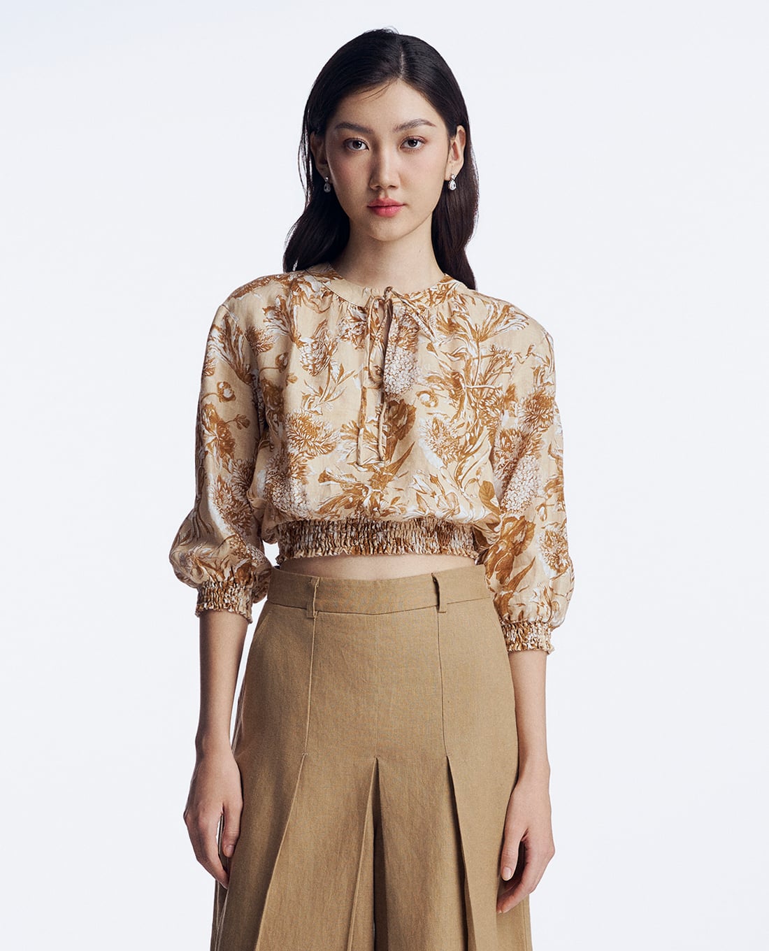 GIGI - Áo croptop nữ cổ tròn tay lỡ trẻ trung