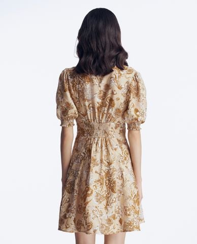  GIGI - Đầm sơ mi mini cổ bẻ tay ngắn phối hoạ tiết trẻ trung 