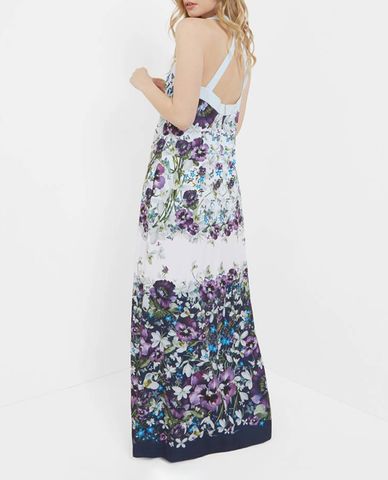  TED BAKER - Đầm maxi cổ yếm Ziloh Bow họa tiết in hoa 