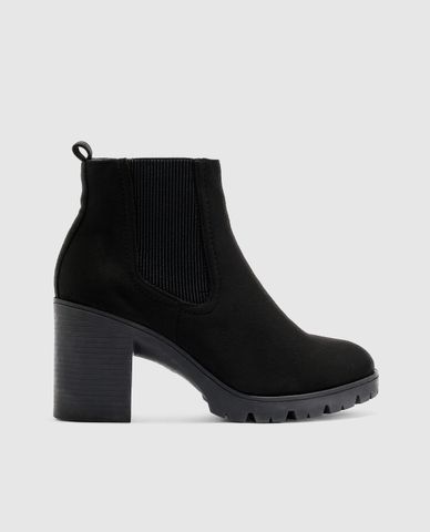  Boots cao gót da lộn Byron Black Unit 