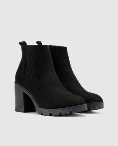  Boots cao gót da lộn Byron Black Unit 