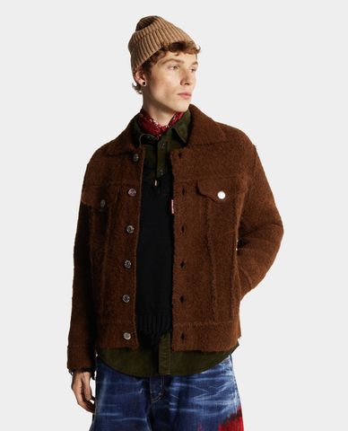  DSQUARED2 - Áo khoác lông nam tay dài cổ bẻ Worker 