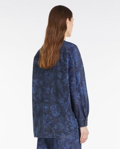  WEEKEND MAX MARA - Áo sweatshirt denim cổ tròn tay dài hoạ tiết Albio 