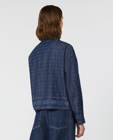  WEEKEND MAX MARA - Áo sơ mi denim nữ cổ bẻ tay dài Giochi 