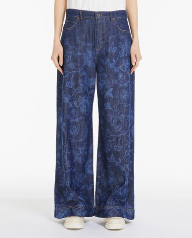  WEEKEND MAX MARA - Quần jeans ống rộng phối hoạ tiết hoa Omelia 