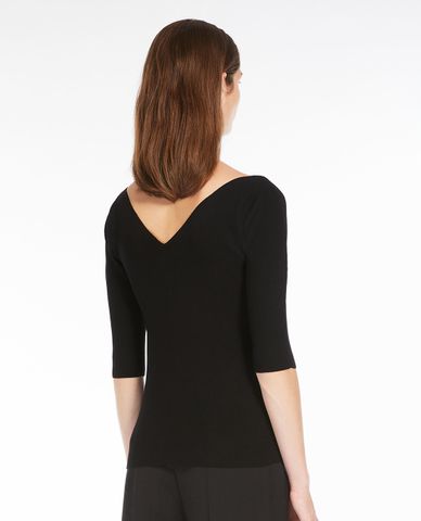  WEEKEND MAX MARA - Áo dệt kim phom ôm cổ V tay ngắn Oceano 