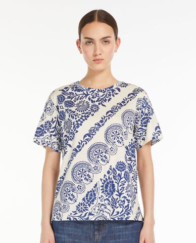  WEEKEND MAX MARA - Áo thun cổ tròn tay ngắn phối hoạ tiết Eloisa 