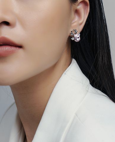  CECI - Khuyên tai nữ tuần lộc mặt pha lê sang trọng 