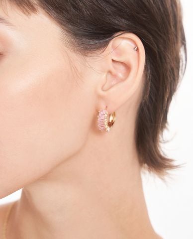  CECI - Khuyên tai nữ khoen tròn nhỏ đính đá 