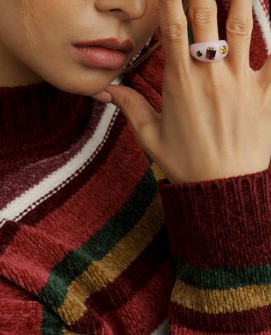  CECI - Nhẫn nữ bản to đính đá thời trang 