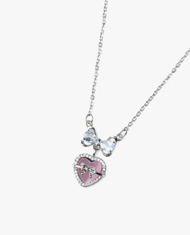  CECI - Vòng cổ nữ mắt xích phối mặt đá hình trái tim 