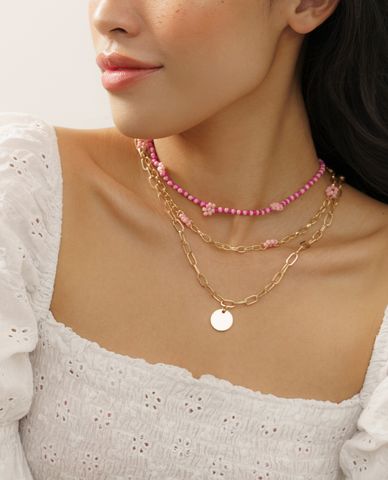  CECI - Dây chuyền nữ nhiều tầng mắc xích phối chuỗi hạt thời trang 