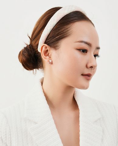  CECI - Băng đô cài tóc nữ bọc vải đính đinh tán thời trang 