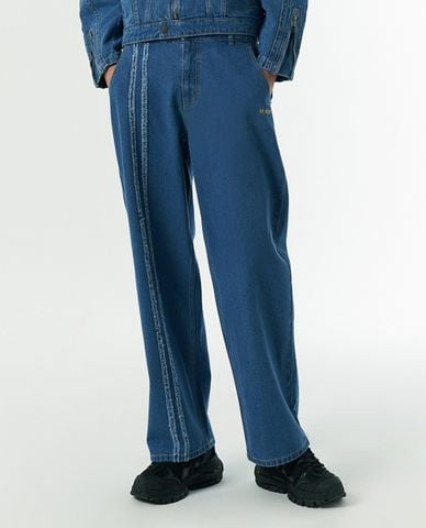  NERDY - Quần jeans unisex ống rộng NY Raw Cutting 