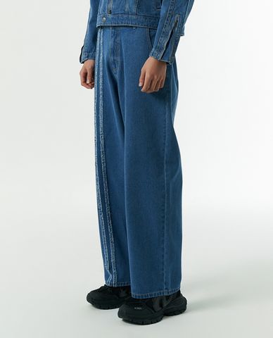 NERDY - Quần jeans unisex ống rộng NY Raw Cutting 