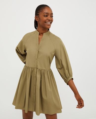  MAX&Co. - Đầm xếp li mini cổ tròn tay dài phối nút Ottano 