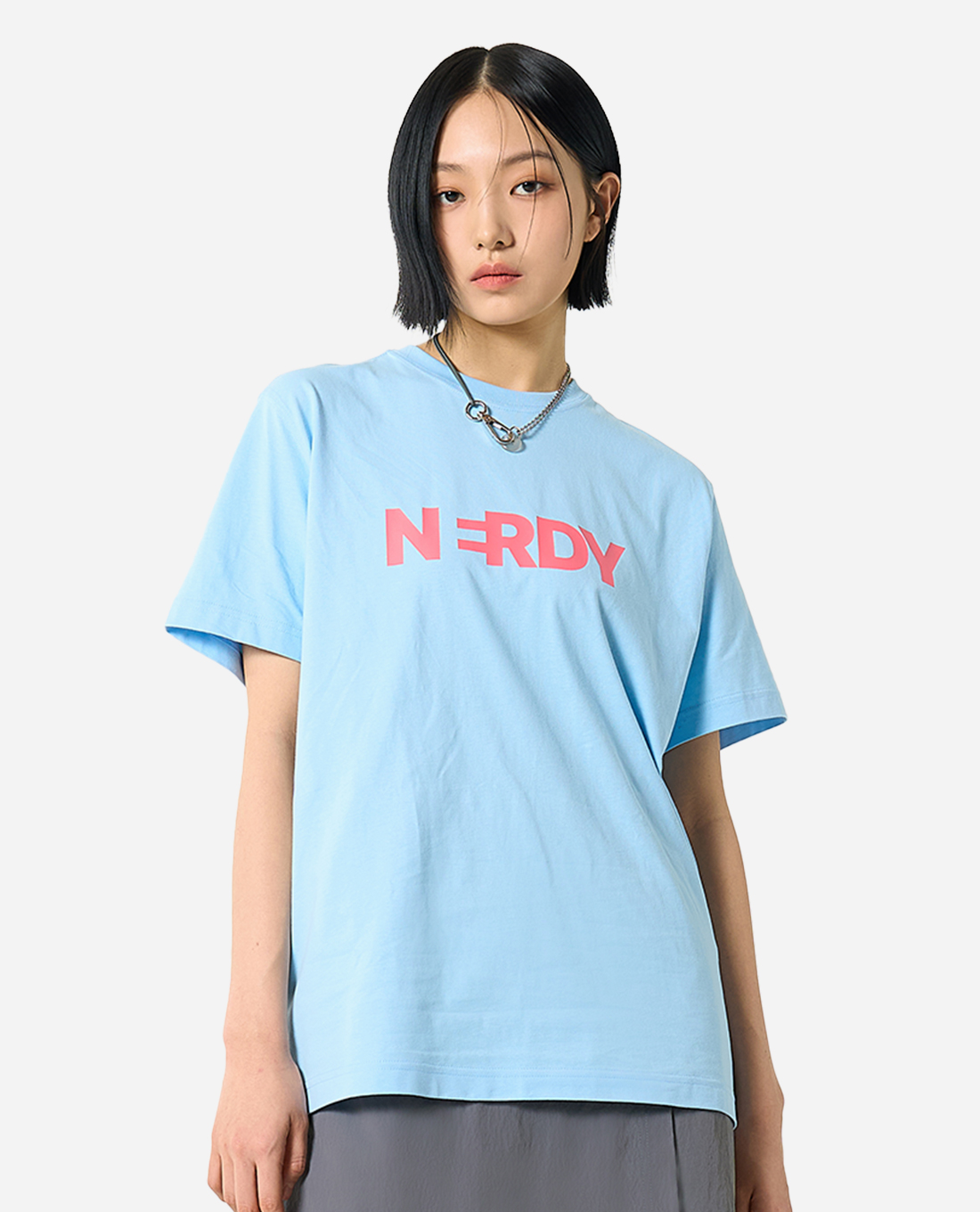 NERDY - Áo thun unisex cổ tròn tay ngắn Blank Big Logo