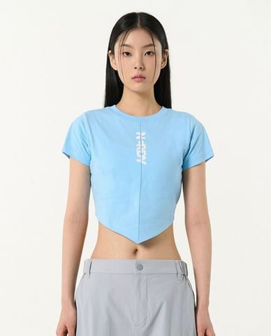  NERDY - Áo croptop nữ cổ tròn tay ngắn Scarf Point 