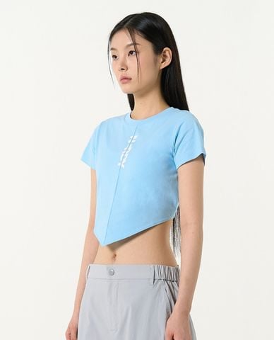  NERDY - Áo croptop nữ cổ tròn tay ngắn Scarf Point 