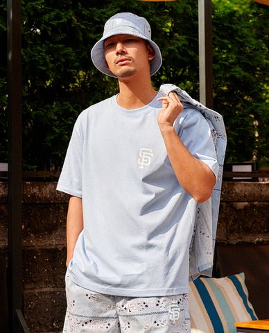  MLB - Áo thun tay ngắn cổ tròn phom suông phối logo cá tính 